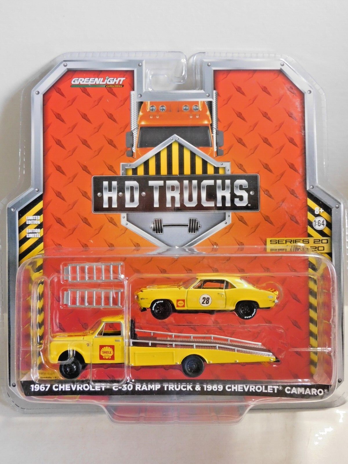 GREENLIGHT 1967 CHEVROLET C-30 RAMP TRUCK & 1969 CAMARO SET SHELL 1/64 33200-A
