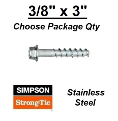 3/8'' x 3'' Stainless Steel THD373000H4SS Titen HD HeavyDuty Concrete Screw Anchor
