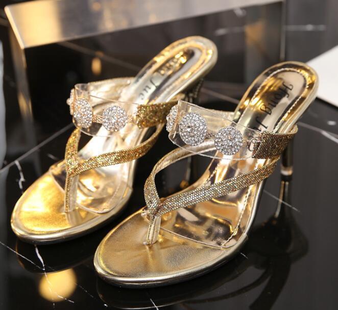 PANTOFOLA D’ORO Sandali Pantofole Donna Glitter Diamante Stiletto Tacchi Alti Pantofole W30