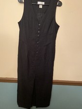 Casual Corner Vtg Sleeveless Linen Blend Maxi Dress Made In USA Slit Front 8