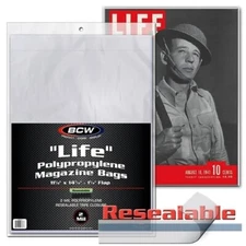 NEW (100 CT) BCW Life Magazine Bags- Resealable- Clear Acid Free