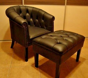 Details About Chesterfield Set Victorian Tub Chair Plus Footstool Brand New Single Studs