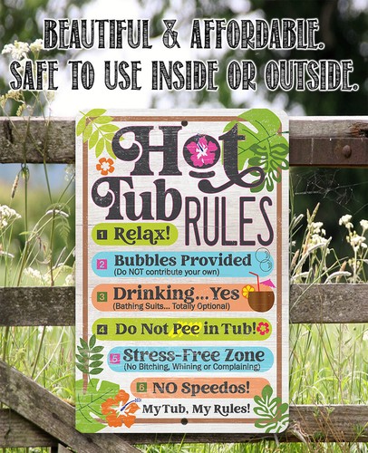 Metal Sign - Hot Tub Rules - Durable - Funny Gift and Decor for Pool and Spa - 第 3/8 張圖片