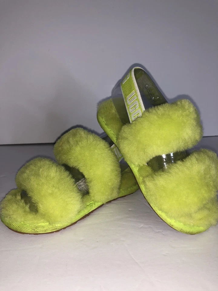UGG Fluff Yeah Slide Neón/Verde Lima 1116636T- Niño pequeño Talla 7 Foto 2 de 4