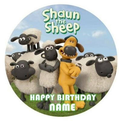 SHAUN THE SHEEP Image Birthday Party Cake Topper 19cm Round | eBay
