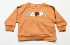 Wyld Bub Baby's Happy Embroidered Sweater CG2 Burnt Orange Size 6-9M (73cm) NWT