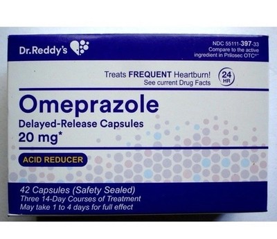 Dr Reddy s Omeprazole, 20 mg Delayed-Release Acid Reducer, 84 Capsules Exp 7/27