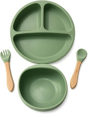 Nurturenest Silicone Toddler Feeding Set Suction Plate Bowl, Toddler Spoon