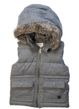 JANIE AND JACK Grey Hooded Puffer Vest 3-4