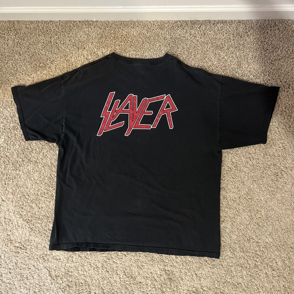 Camiseta Slayer Gira de Conciertos Años 90 Para Hombre XL Águila Dorada Espada Pentagrama Original Foto 2 de 2