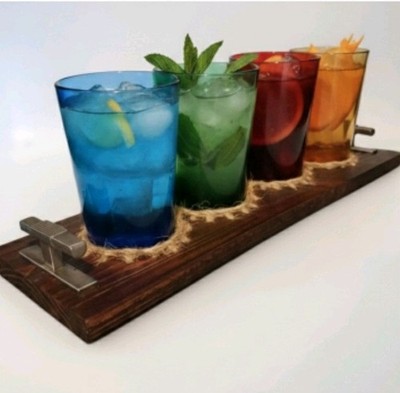 Flight Board Drink Flight Set for Bartesian  bar drink carrier handles wooden 