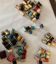 Vtg Lot Over 65 Wooden Spools Thread Corticelli Lilly Talon Coats Clark Star 