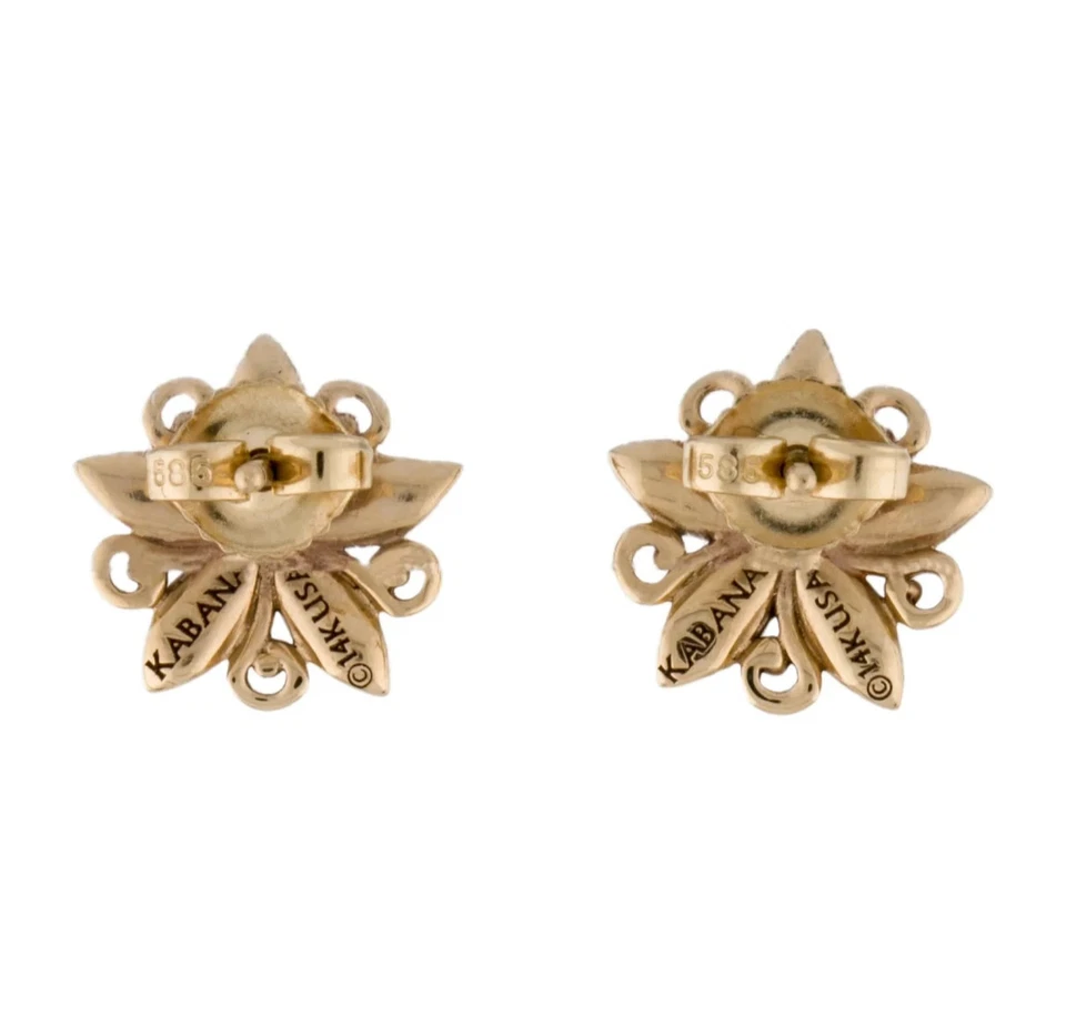 AUTÉNTICOS Pendientes Kabana Oro Amarillo 14k MOP Ostras Espinosas y Diamantes Foto 2 de 4