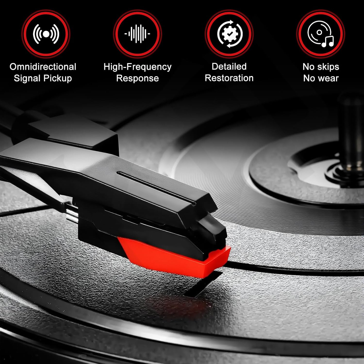 6 Pack Record Player Needle Replacement, Upgraded Vinyl Record Needle Compatible