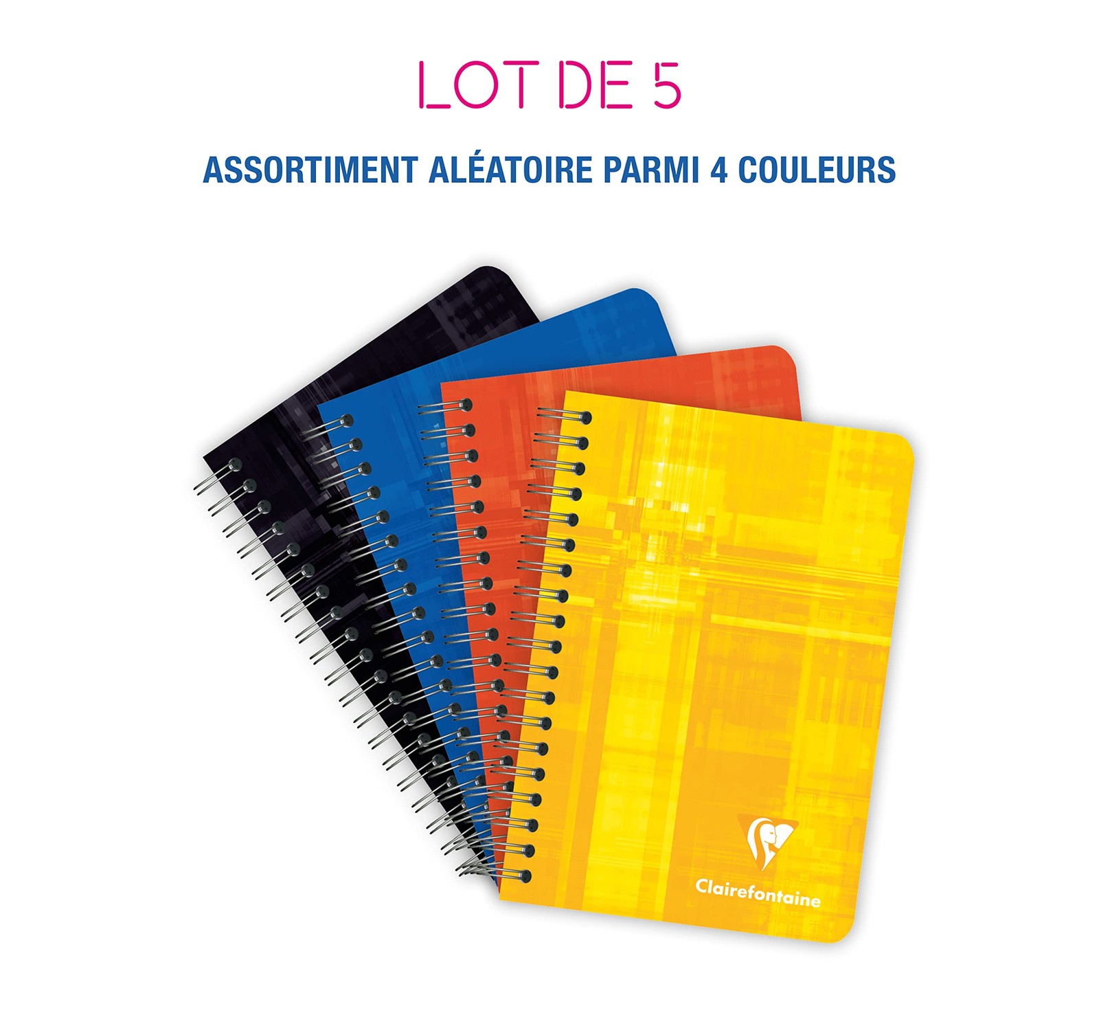 Carnets à spirale 9x14 cm à petits carreaux lot de 5 pour notes