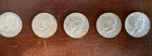 40% Percent Silver Kennedy Half Dollars 1965-1969 Lot of 5