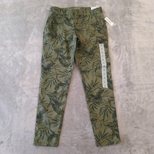 Old Navy Pixie Ankle Pants Womens Size 4 Green Floral Cotton Blend Pockets New