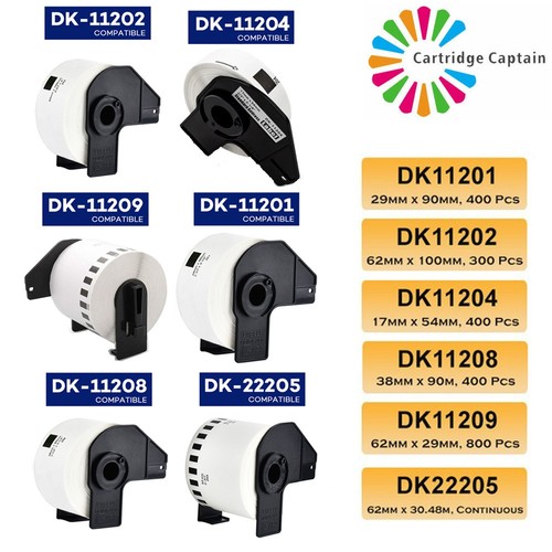 Lot D’étiquettes Adresse Compatibles Brother DK22205, DK11201, Etc. - Noir Sur Blanc
