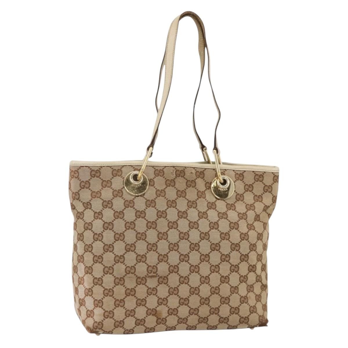 GUCCI GG Canvas Hand Bag Beige Gold 139552 Auth bs34241 | eBay