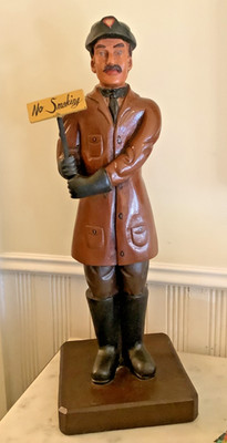 Vtg Lg 22  Sculpture Butler Driver with NO SMOKING Sign, Plaster by Hand, Unique
