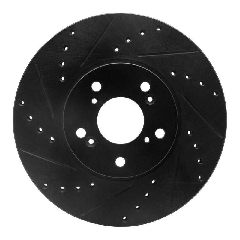 R1 for 04-14 Acura TSX Front Left Drilled & Slotted Black Brake Rotor