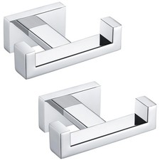 Double Robe Towel Hook Polished Chrome 2 Pack, 304 Stainless Steel Square Tow...