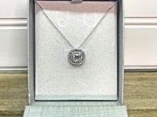 Zales Sterling Silver Lab Created White "In The Round" Sapphire Halo Necklace