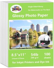 Inkjet Glossy Photo Paper, 8.5X11 Inches, Pack of 100 Sheets DYE INK 200gsm
