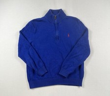 Vintage Polo Ralph Lauren Mens 1/4 Zip Cotton Pullover Sweater Sz Large Blue