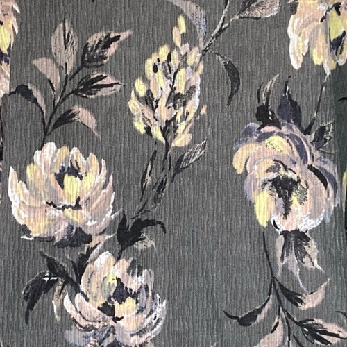 Maurices Gray w/ Peach Yellow Black Flowers Crochet Trim Open Front Duster 2X - Picture 8 of 11