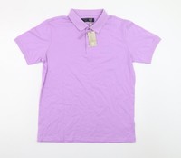 Paul Costelloe Men's Purple Regular Fit Cotton Polo Shirt Medium