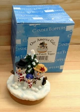 “Snowman Family Topper” - Our America Gift Candle Jar Topper - NOB