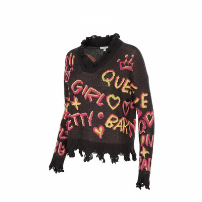 NWOT Full Circle Black Sweater Women's Small Neon Yellow Pink Pretty Queen Love