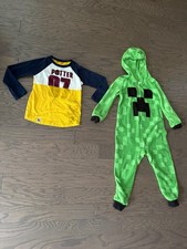 Boys Minecraft pajamas one piece  Harry Potter shirt sz 4/5 Gryffindor