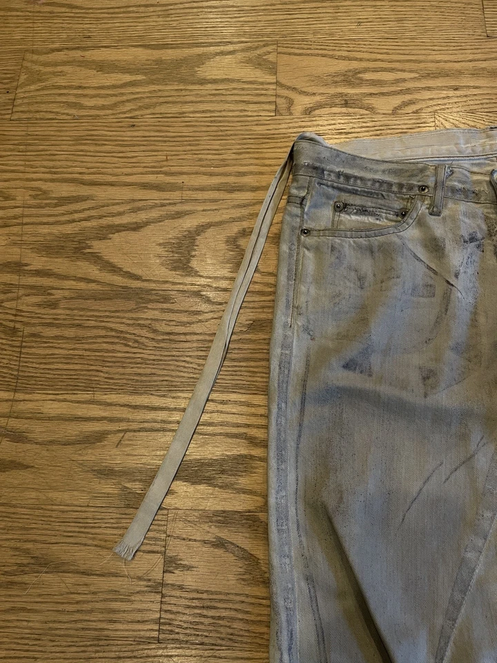 Rick Owens DRKSHDW SS10 “Gravel” Distressed Wax Denim - Image 3 of 4