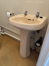 Retro 1980s Peach Toilet And Sink