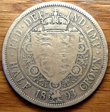 1893 Victoria Veiled Head Half Crown Great Condition 13.7 grams Stirling Silver