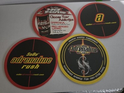 Sobe No Fear Adrenaline Rush Energy Drink Coasters Motocross Downhill Skateboard