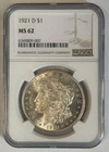 1921-D Morgan Silver $1 Dollar Coin NGC MS 62