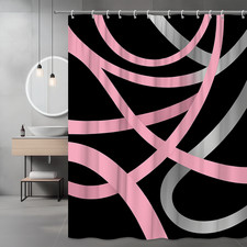 Pink and Silver Abstract Shower Curtain for Modern Bathroom Decor