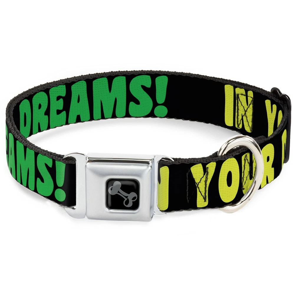 Dog Collar Bone IN YOUR DREAMS! Black/Pink/Green/Yellow Large 15-24"