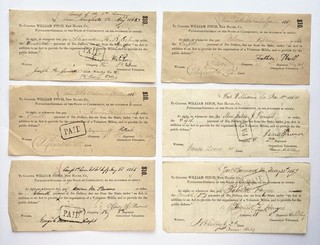 6 x Connecticut Volunteers Civil War Pay Vouchers Militia Check 1863 1864