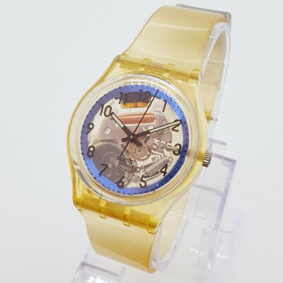 1994 Swiss Made Swatch Skeleton Watch, Rare Swatch Jelly Blue