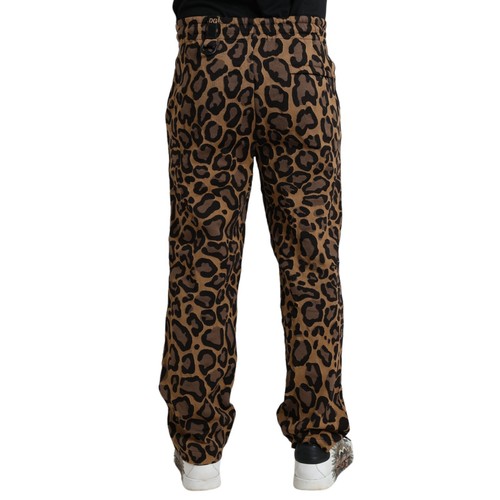 DOLCE & GABBANA Pants Brown Leopard Print Polyester Jogger IT54/ W40 /XL 1200usd - Picture 2 of 8