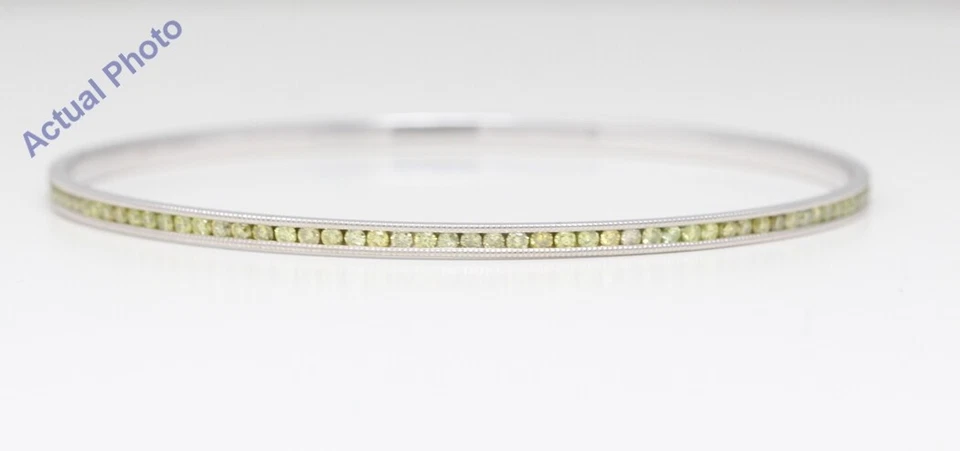 Brazalete de moda de diamantes amarillos de corte redondo de oro blanco de 14 k (amarillo de 2,66 quilates, si3-i1) Foto 4 de 4