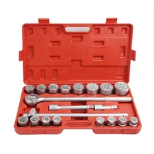 21 PC 3/4 in  Drive Socket Wrench Set 12-Point METRIC Ratchet Extension Bar 