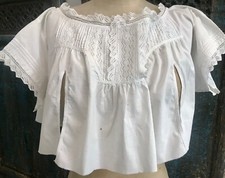 Victorian Nursing Chemise REMNANT Whitework Hand Embroid Pintucks Knitted Lace