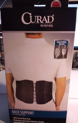 Curad Back Support with Dual - Pulley System Black XX-Large, New