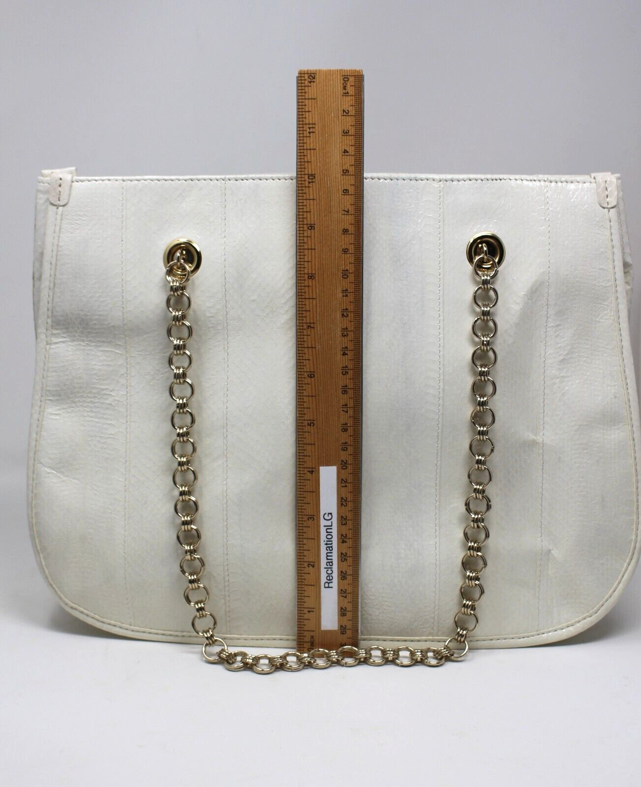 Vintage Bloomingdale's Python Gold Chain HANDBAG … - image 9