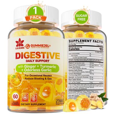 Ginger Chews Supplement Gummies for Nausea, Stomach Relief - Sugar Free with ...